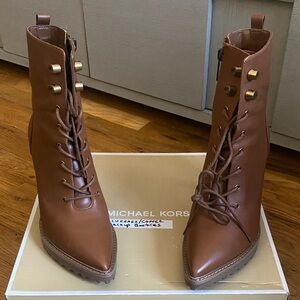 Michael Kors Tan Lace-Up Boots